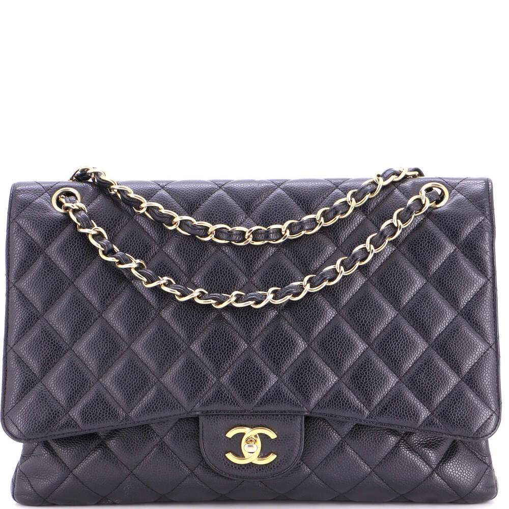 Chanel Maxi Classic Single Flap Bag Quilted Caviar